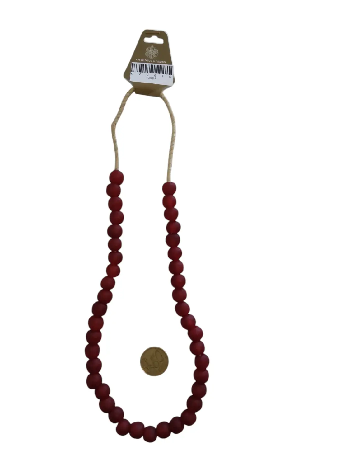 Collar cuentas de vidrio de Ghana grandes