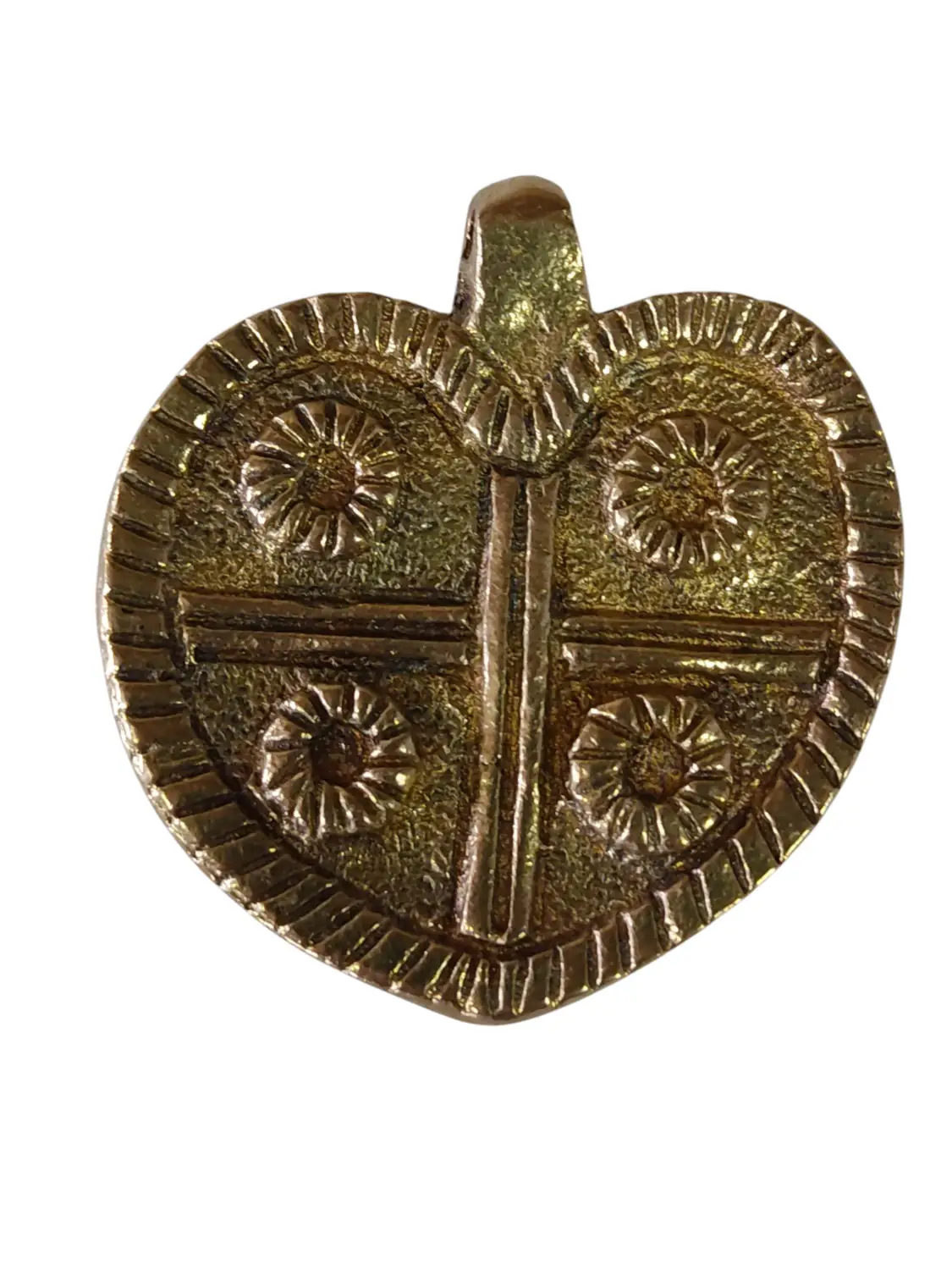 Corazón de bronce pequeño con circulitos